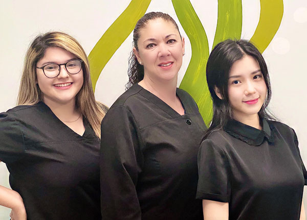 Staff members working